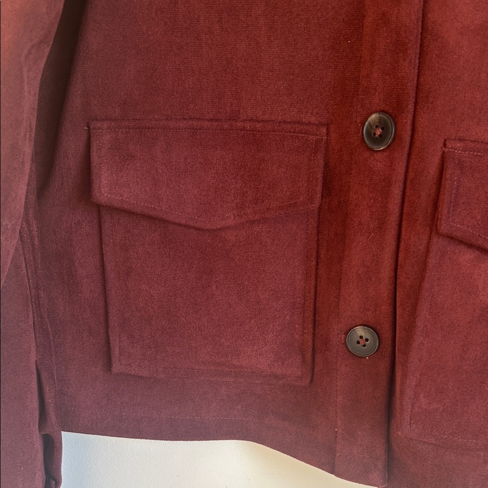 Zara Burgundy Suede Utility Jacket - Picture 5 of 8